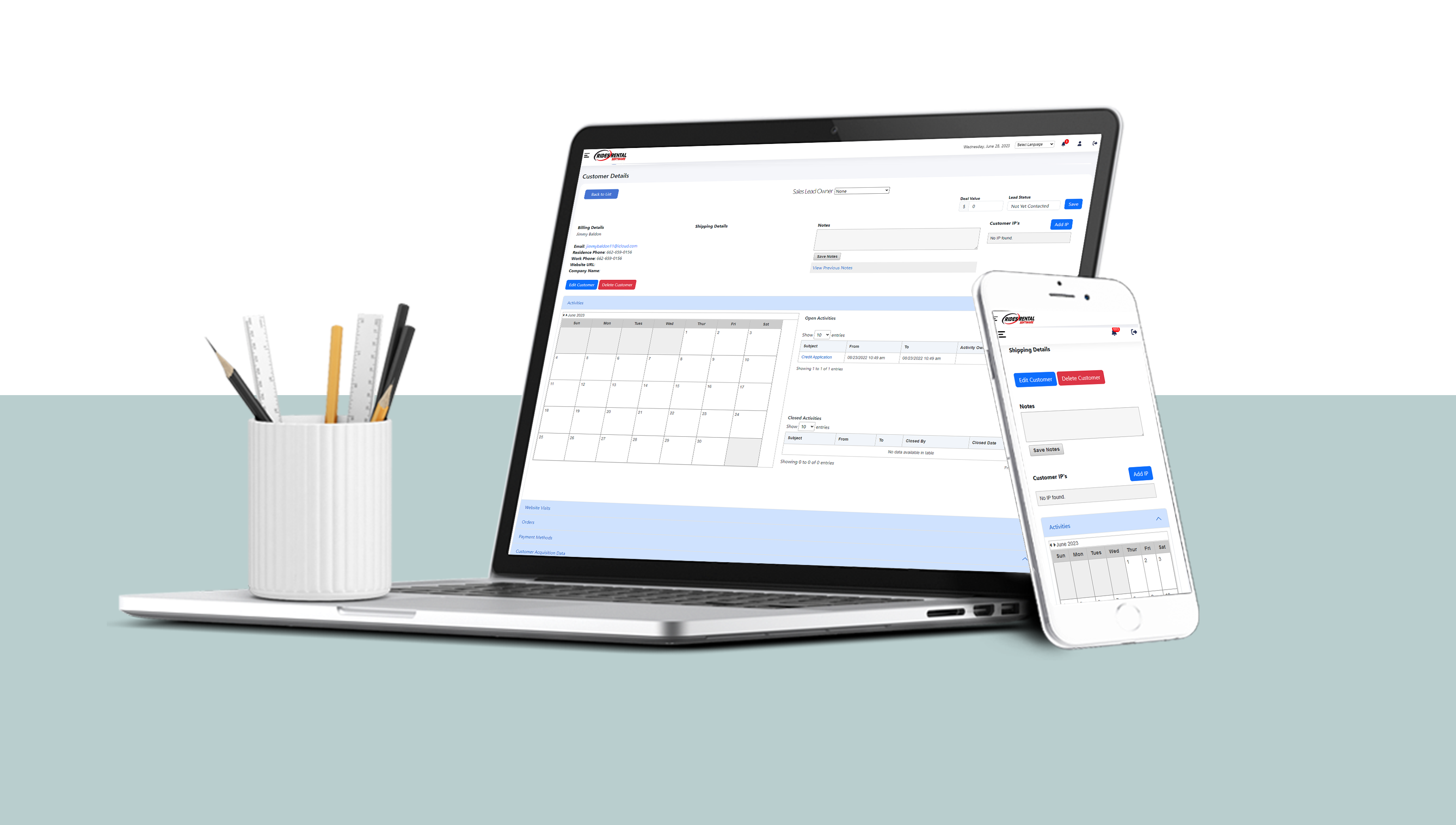 screenshot of Rides Rental Software